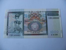 Banknote Burundi 1000 Francs 2009, Unzirkuliert Erhalten
