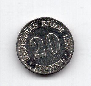 Alle Münzen: (1403) DE, 20 Pfennig 1875, top stgl – Gebraucht aus Rüthi (Rheintal) von erdnuessli1