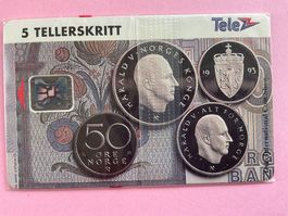 Telefonkarte Norwegen, Münzen, originalverpackt