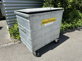 Abfallcontainer mit Deckel und Rollen, Metall