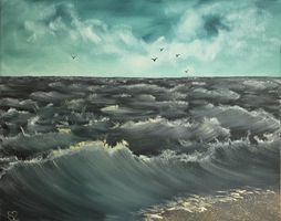 "Raue See" Ölgemälde auf Leinwand 40cm x 50cm, Querformat