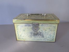 Antike Blechdose/Kassette mit Schloss, Vintage Rarität    bl