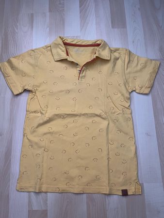 Polo shirt MO kids yellow smiley print size 9-10 years