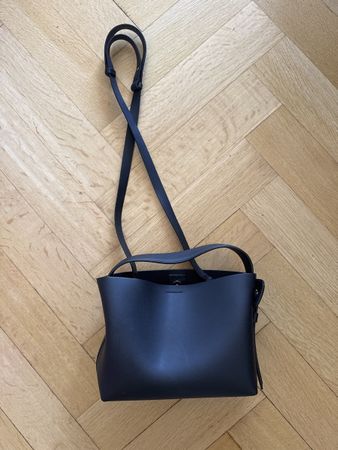 Minimalist Black Leather Bag ARKET - Crossbody & Handbag!