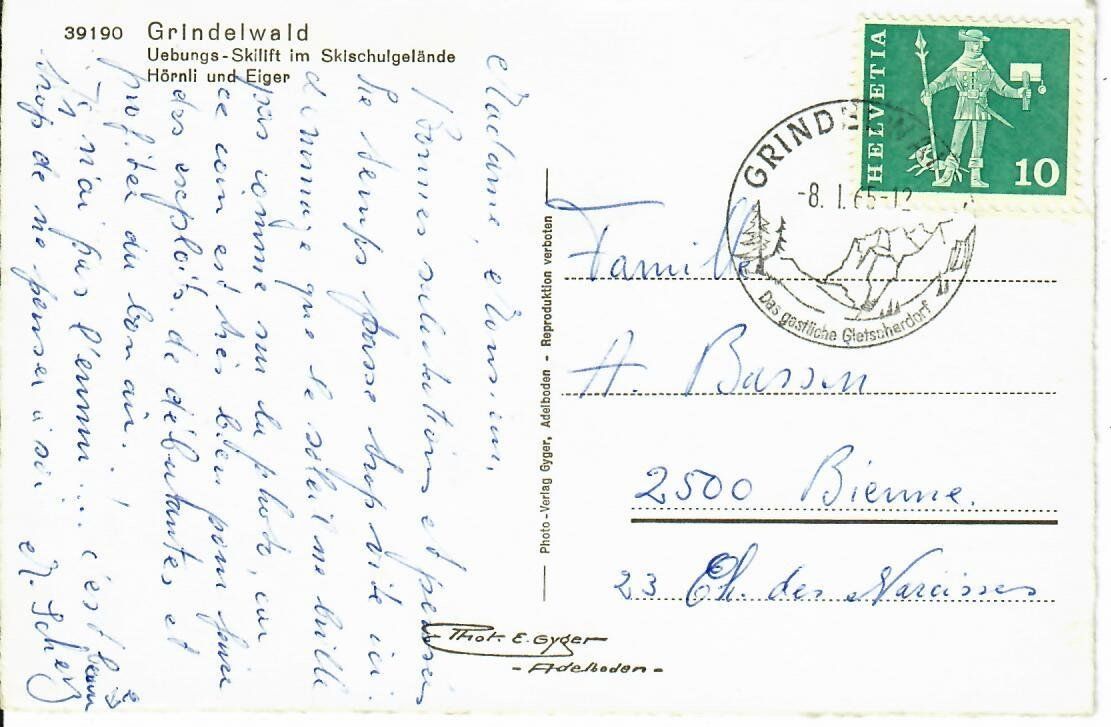 Cartoline postali: alter Uebungs Skilift Grindelwald – Usato da Hochdorf venduto da Ziegel-16 1