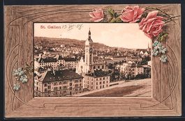 St. Gallen, Blick auf Kirche, Passeparto