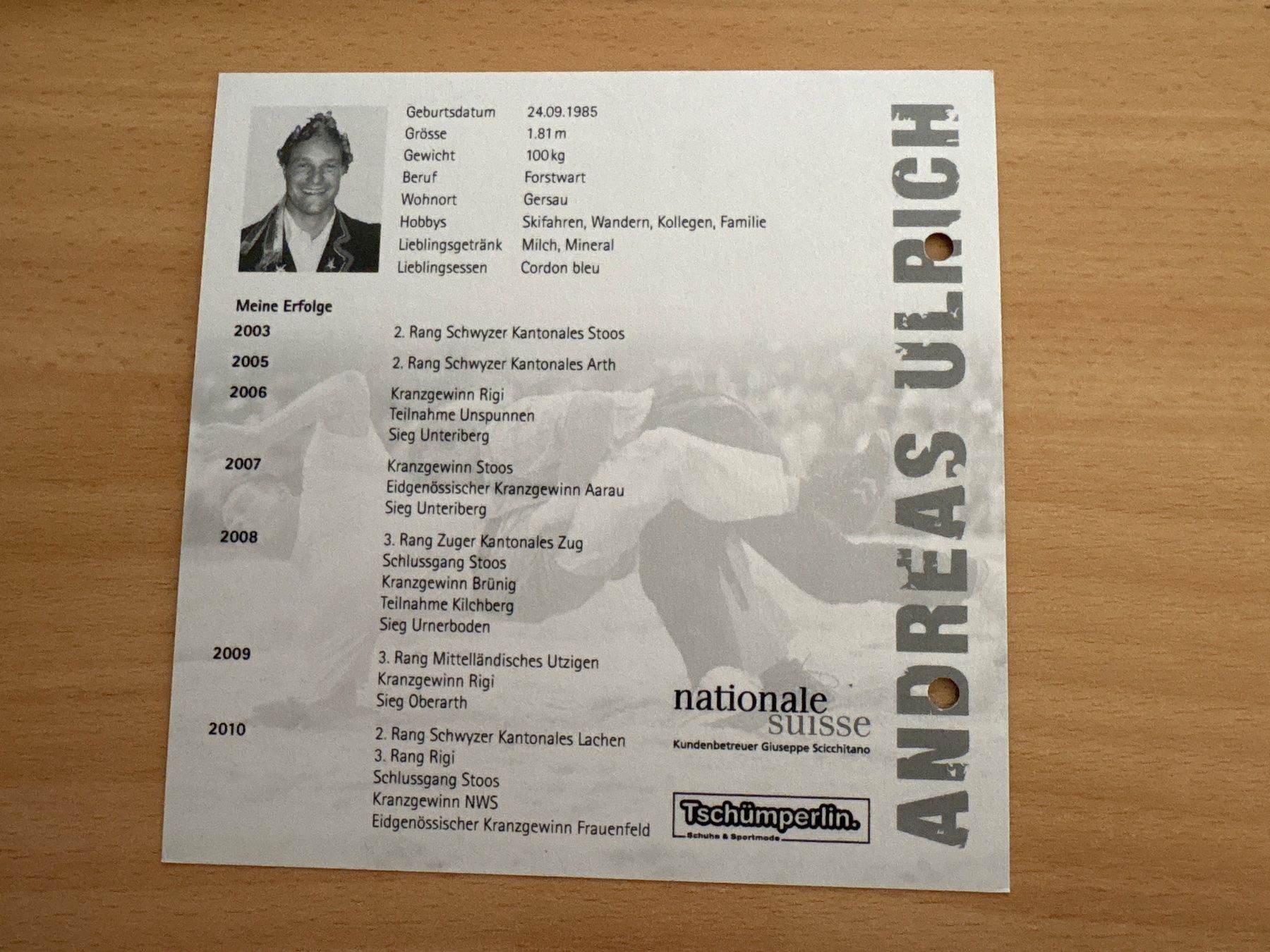 Autogramme: Autogrammkarte  Andreas Ulrich Schwingen – Gebraucht aus Ibach von lisch3 2