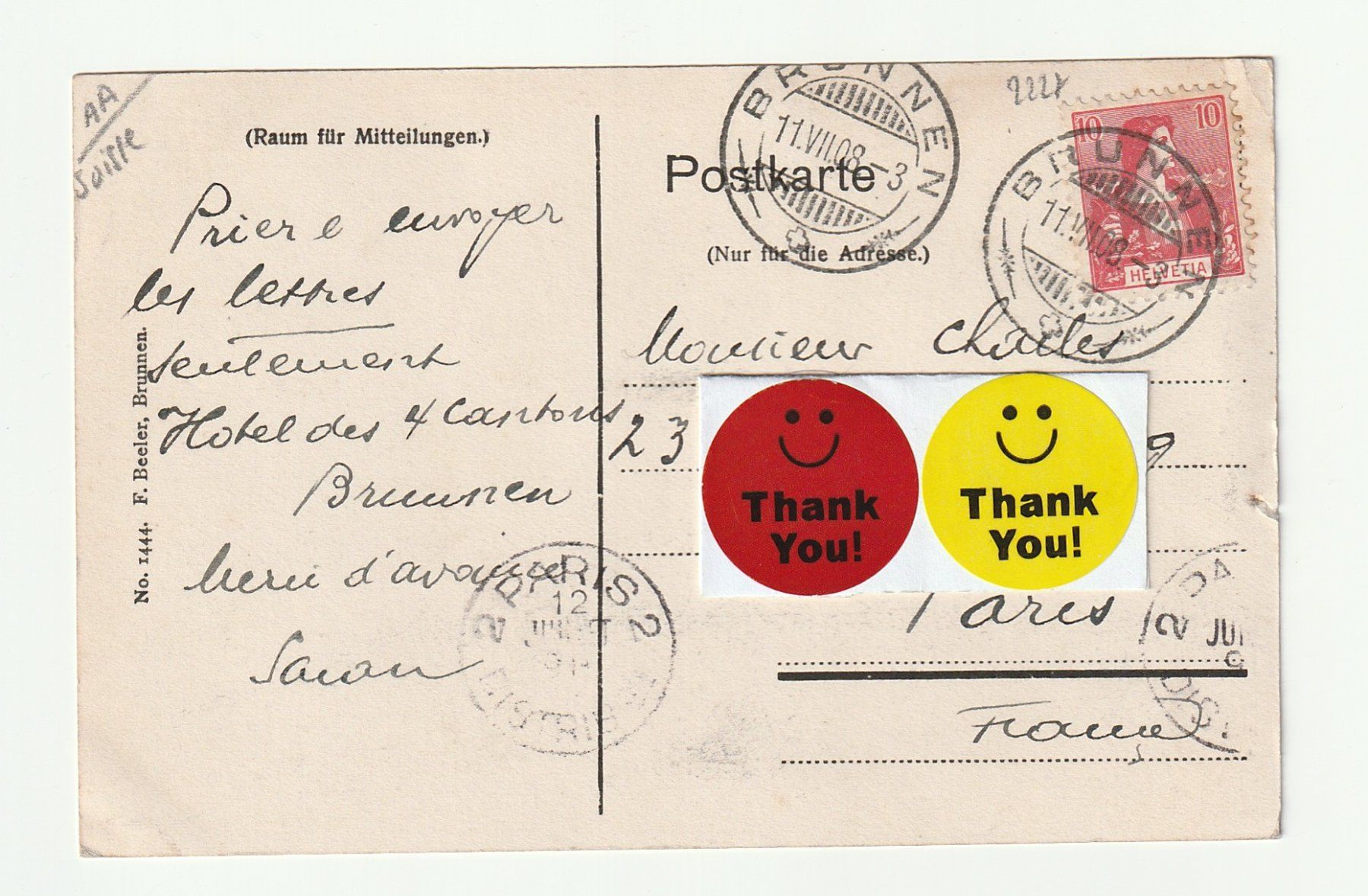 Cartoline postali: Ansichtskarte Brunnen am Quai, Schwitz 1908 – Usato da St. Gallen venduto da Ricardo_Deals 1
