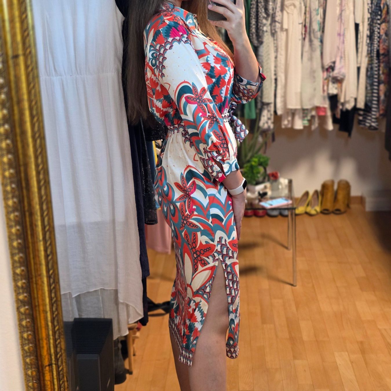 Vestiti: Elegantes Kleid mit Muster & Gürtel Gr. M – Usato da Wald ZH venduto da CapLux 2