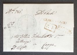 ITALIA 1856: Lettera raccom. da CORREGGIO a REGGIO Emilia