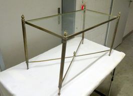 Französisches Beistelltischchen aus Messing & Glas vor 1900