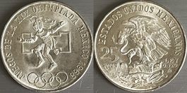 1968 Mexico 25 Pesos Olympic Games Silber Ag .720