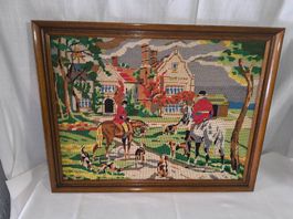 [Brocante] Tableau canevas "Scène vénerie"