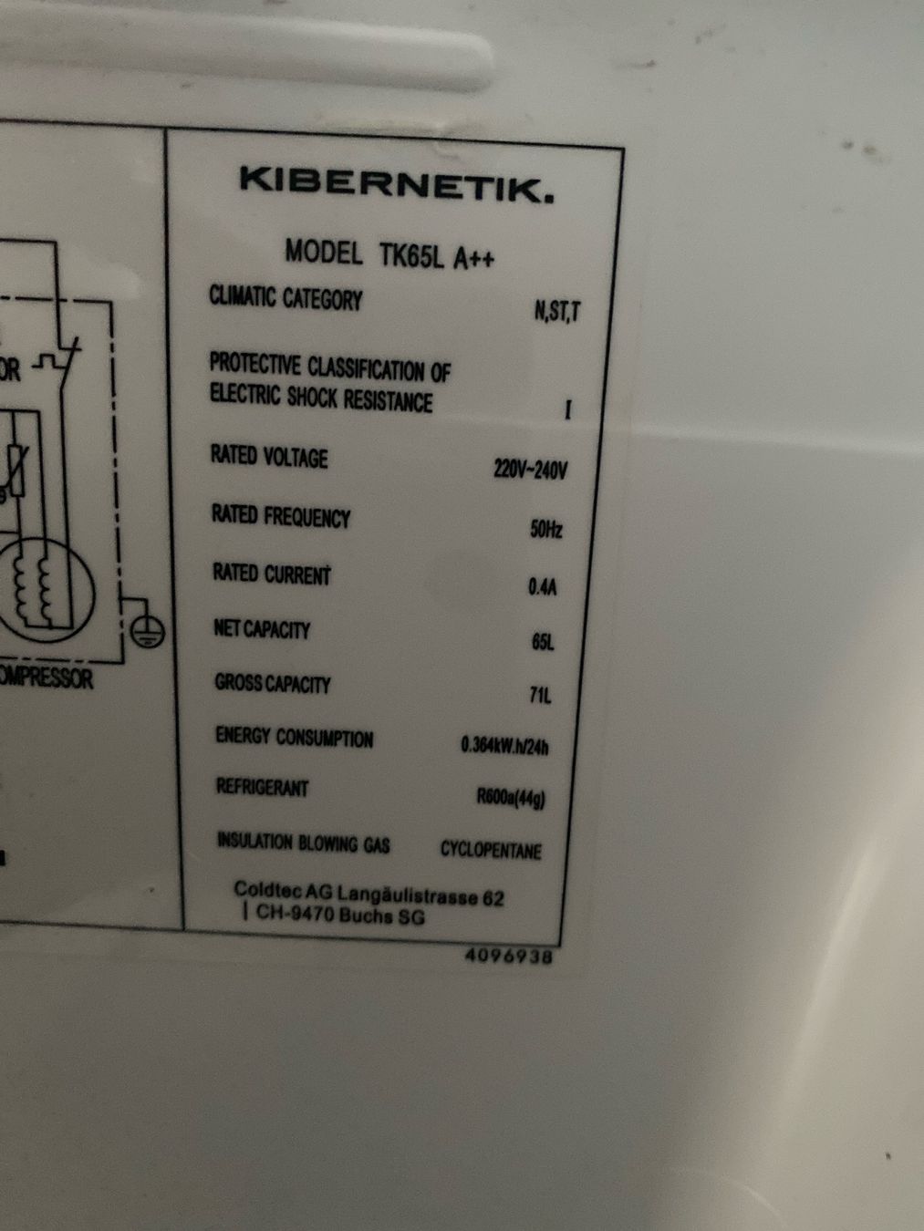 Kibernetik Congelatori: Congélateur KIBERNETIK TK65L A++ 65L blanc – Usato da Ipsach venduto da carolehmann 1