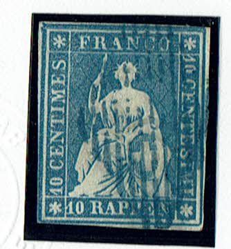 Tutti i francobolli: STRUBEL <526> 10RP  23A2 BLAUE EIDG. RAUTE BEFUND – Usato da Rüschlikon venduto da Sualk1 1