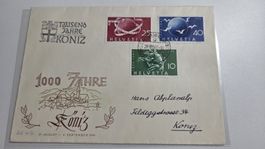 1949 Satzbrief UPU 1000 Jahre Köniz Abart 10 Rp. Retousche