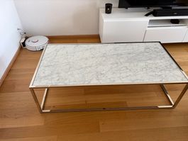 Table basse marbre plateau métal chromé comme neuf