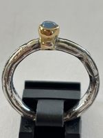 Silberring mit Opal in 18 Karat Goldfassung Unikat 