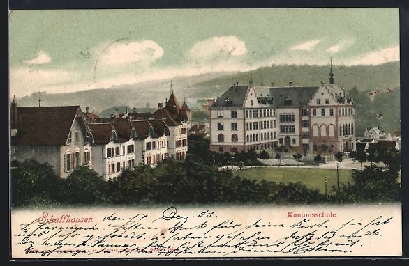 Cartoline postali: Schaffhausen, Blick auf die Kantonsschul – Usato da Berlin venduto da bartko-reher