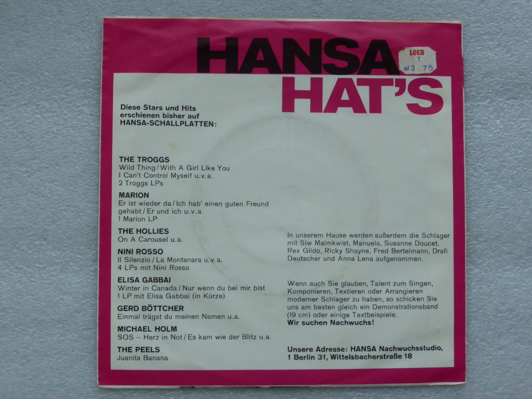 Dischi in vinile: Vinyl Single   MARION – Usato da Küssnacht am Rigi venduto da Mondkinder 3