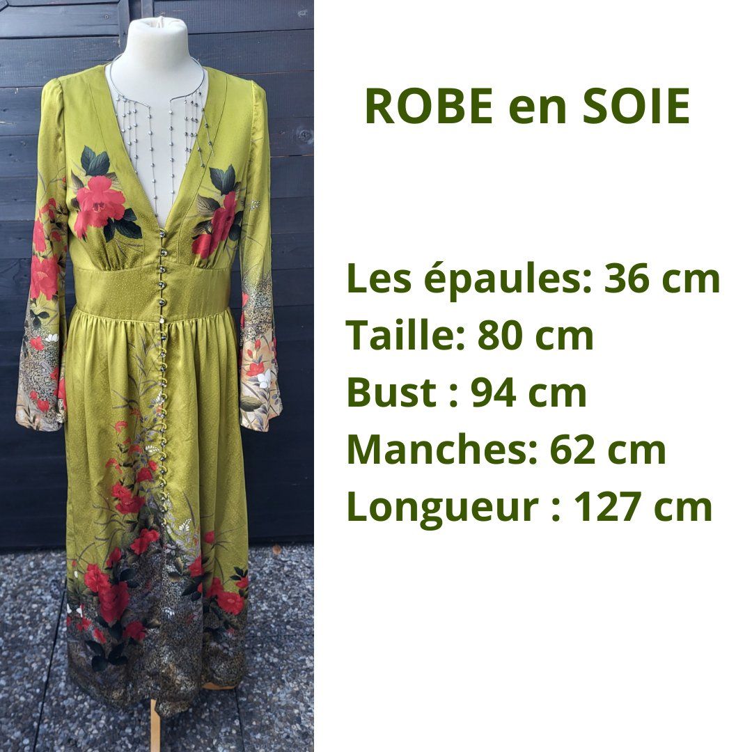 Vestiti: Robe en soie olive – Nuovo (secondo la descrizione) da Fribourg venduto da VictoriaShop7 7