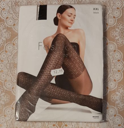 Migros Fashion Strumpfhose "Herzen" 20DEN Gr.XXL Schwarz