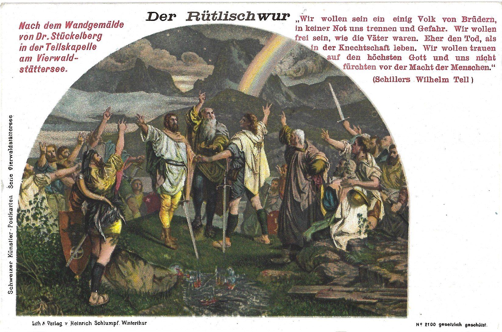Cartoline postali: Der  Rütlischwur – Usato da Bütschwil venduto da Jackson1A