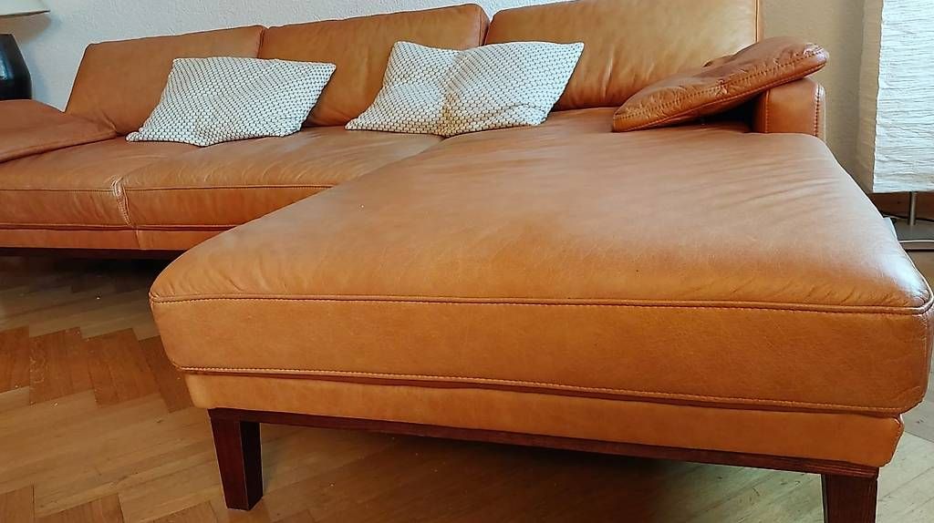 Divani: Hochwertige Echtleder Eckcouch mit Recamiere in Cognac – Usato da Ramsen venduto da eri_z6sf 2