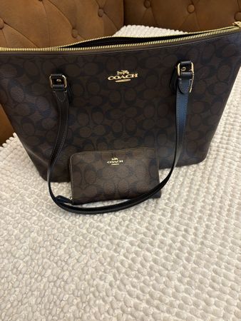 Coach Tasche mit Geldbörse braun Signature guter Zustand