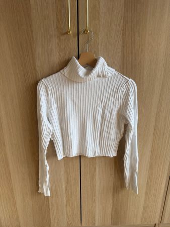 Even&Odd Cropped Rollkragenpullover gerippt weiss