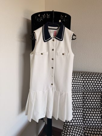 Sandro Dress white navy collar buttons size M