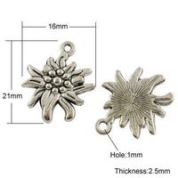 2 Anhänger Metall Edelweiss 21x16mm
