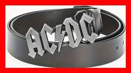 Ledergürtel AC/DC 120cm Schwarz T.N.T. Thunderstruck Big Gun