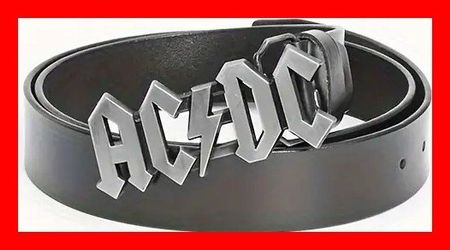 Ledergürtel AC/DC 120cm Schwarz T.N.T. Thunderstruck Big Gun