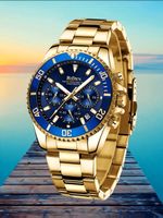 Montre Homme Biden,  Doré et Bleu, État Neuf!