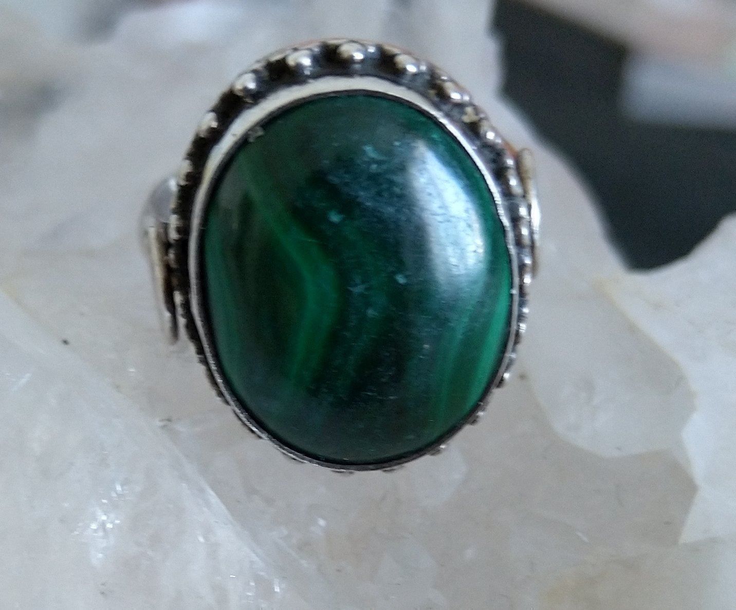 Anelli: ArtDéco  MALACHIT RING IN 800 925 SILBER – Usato da Romanshorn venduto da BoutiqueA 4
