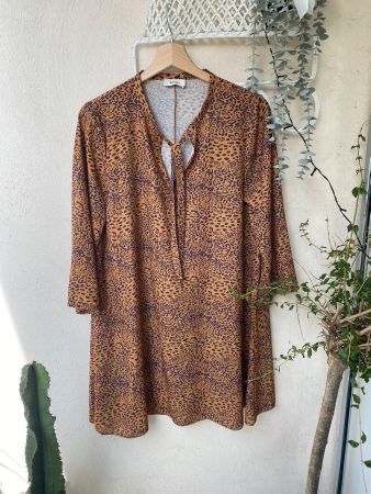 Robe imprimé léopard orange avec liens cou T. M KEEPS