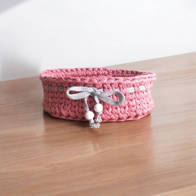 Altro per la casa: Dekokorb mit Schleife 100% Baumwolle Handgemacht Geschenk – Nuovo (secondo la descrizione) da Flawil venduto da Haekelwunsch.ch 4