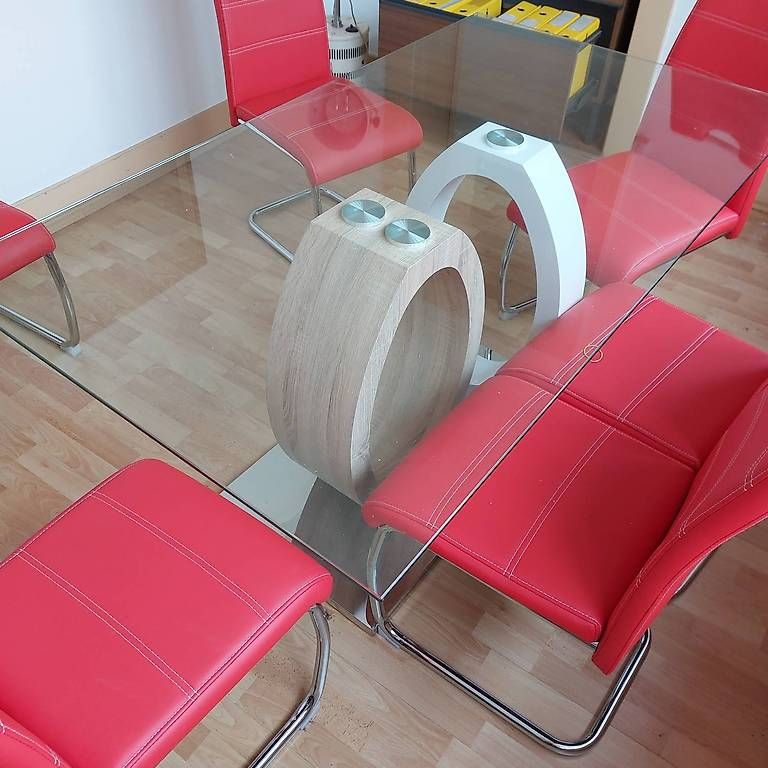 Conforama Set di tavolo e panche: 1 table en verre + 6 chaises Flori – Nuovo (secondo la descrizione) da Le Landeron venduto da Paul_Liquidations