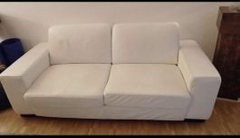 Sofa 3-Sitzer weiss Kunstleder guter Zustand