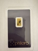Goldbarren Philoro 1g Feingold 999.9 neu im Assay