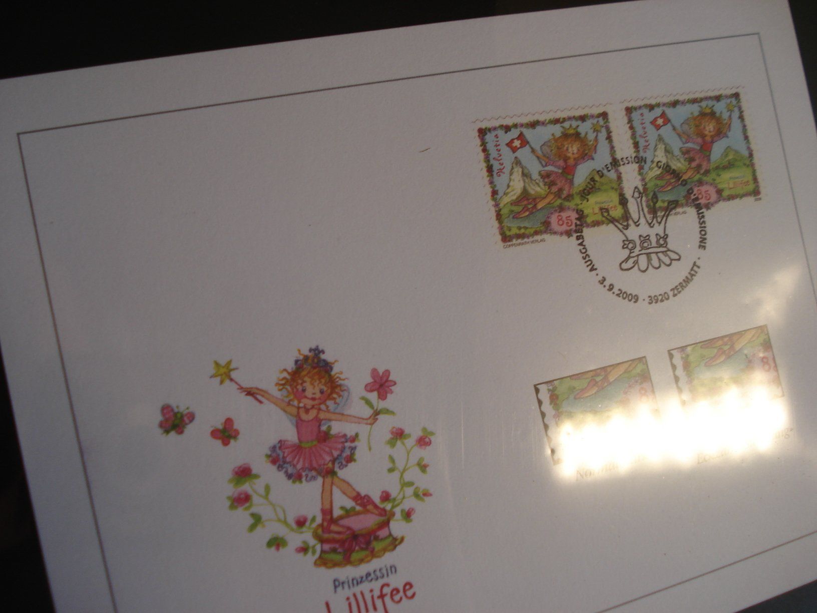 Tutti i francobolli: Abart "Lillyfee" FDC 2009, geänderte Eckzahnstanzung – Usato da Niederwil AG venduto da morostahu 3