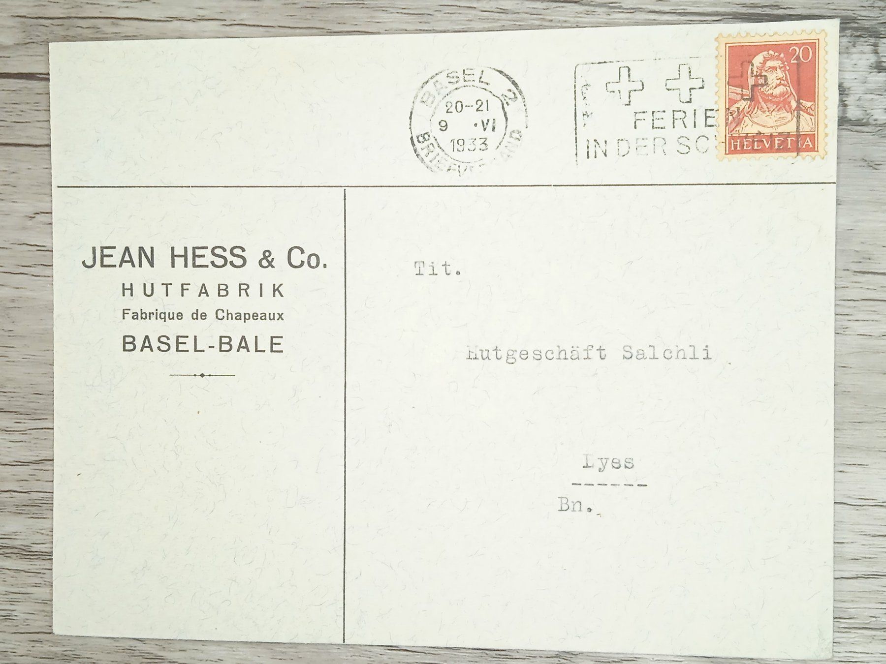 Alle Briefmarken: TR20 Enveloppe + Timbre Suisse 1933 – Gebraucht aus Cousset von Patrick_Collections