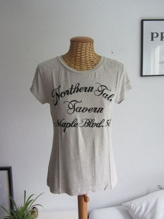 T-Shirt beige mit Aufschrift - S