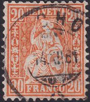 Faserpapier, Sitzende Helvetia Nr.48, +Vollstempel, K: 220.-
