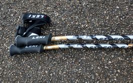 Aero Ski Stöcke Leki 125 cm Schwarz Gold Airfoil Skistöcke