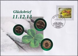 2013, Numisbrief/Münzbrief "11.12.13" mit 1+2+10 Räppler.