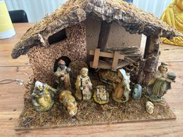 Weihnachts Krippe mit Figuren Konvolut