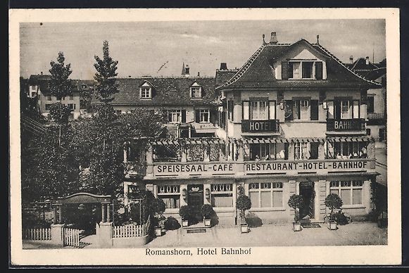 Cartoline postali: AK Romanshorn, Blick auf Hotel Bahnhof – Usato da Berlin venduto da bartko-reher