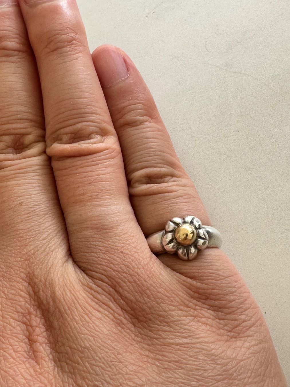 Anelli: Vintage 925er Silber Ring mit 18K Gold – Usato da Onex venduto da Antiqueshow 1